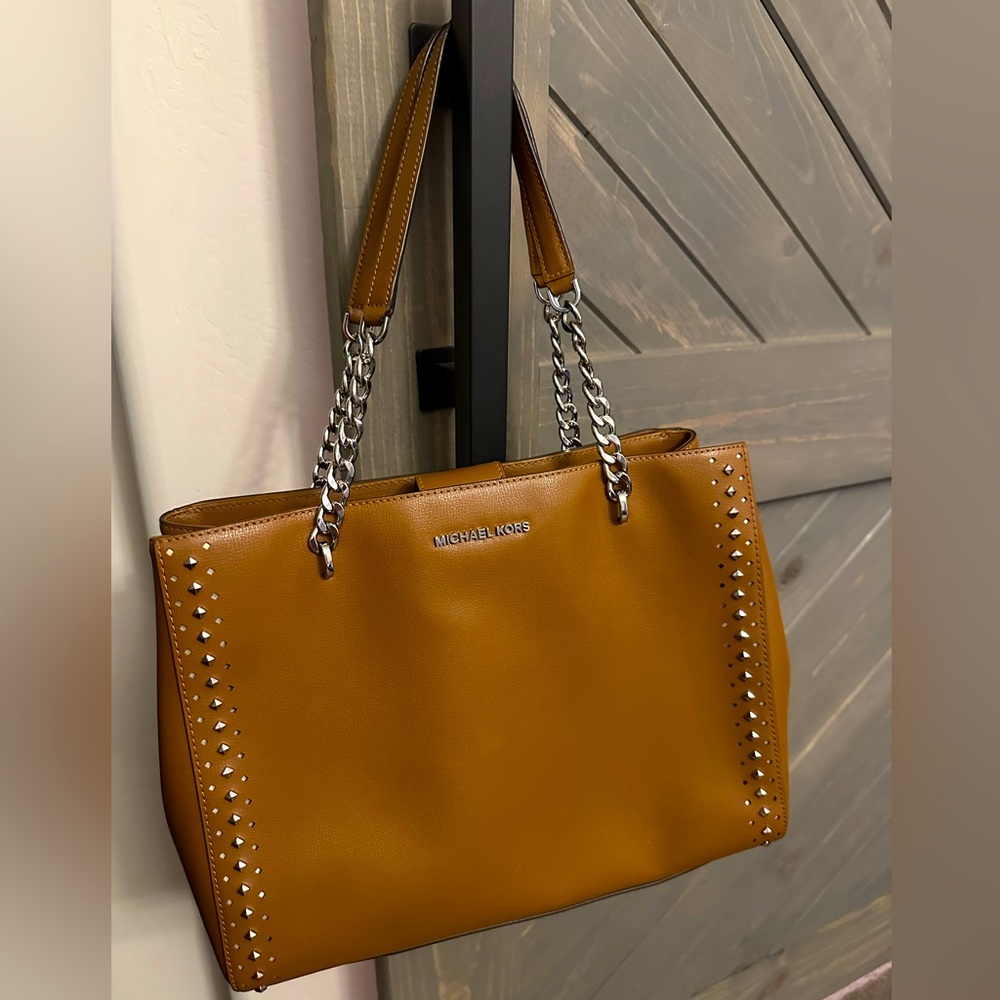 Camel Brown Studded Michael Kors Purse
